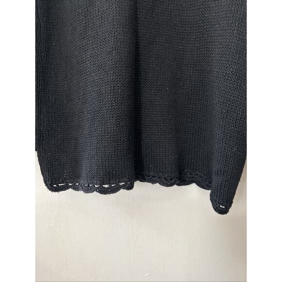 Vintage Maggie Lawrence Cardigan 80s Black Knit Flower Sweater Medium Read - Picture 15 of 16